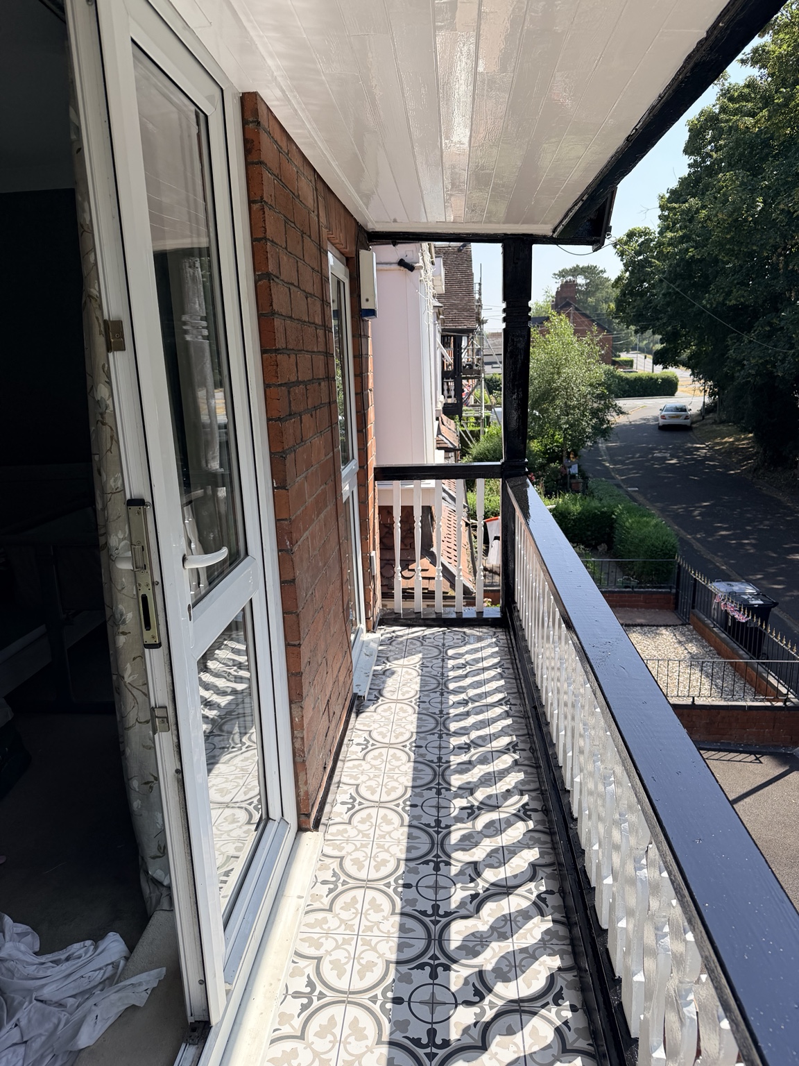 Restored first-floor balcony and frontage