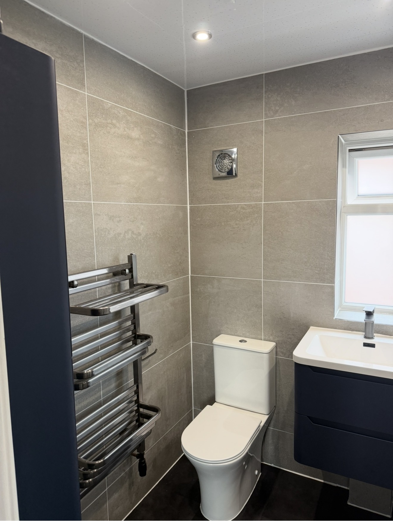 Completed modern bathroom renovation